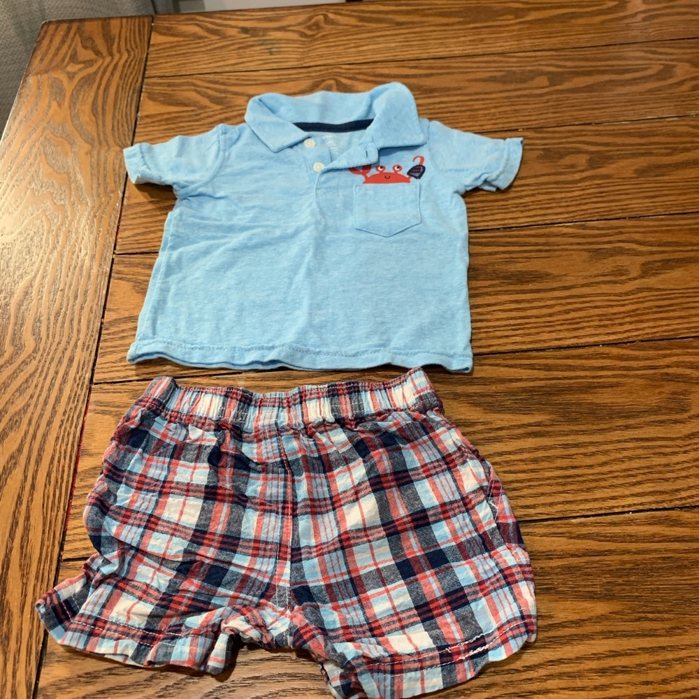 Blue shirt and matching shorts